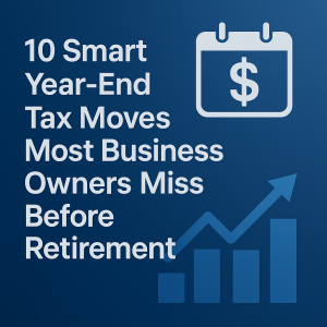 Calendar and bar chart icon with article title on blue background